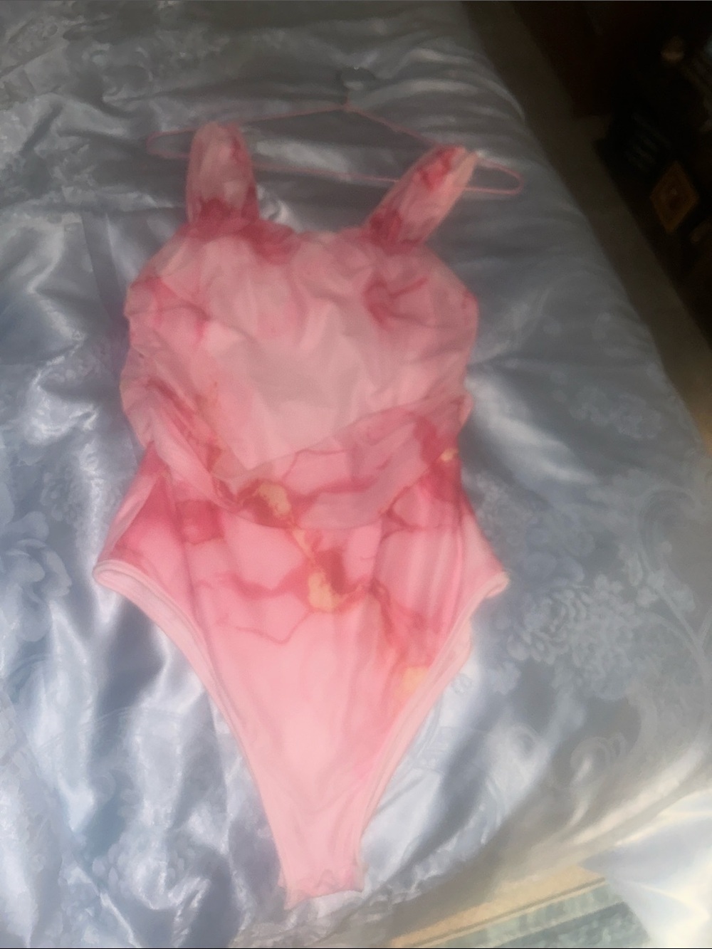 Pink Marble-Print women’s ' bodsuit